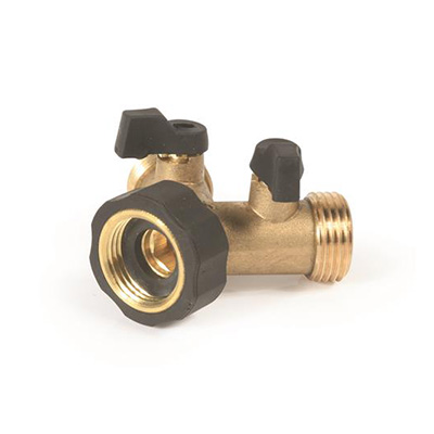 RV Water Hose Splitter - Camco 20123 Solid Brass Y-Valve Splitter With Individual Controls