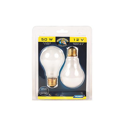 12V Lamp Bulbs - Camco - Incandescent - Screw In Base - 50 Watts - 2 Per Pack