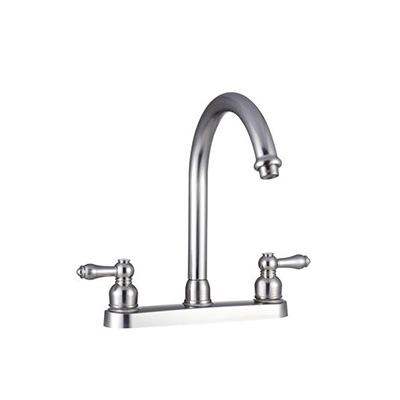 RV Kitchen Sink Faucet - Dura Faucet DF-PK340L-SN Faucet With High-Rise Spout - Satin Nickel