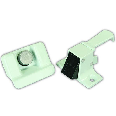 Camper Door Latch - JR Products 10795 Coleman Push Button Latch With Screws - White
