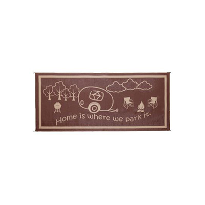 Camping Mat - Ming's Mark - Home Is Where We Park It - Carry Bag - 8' x 18' - Brown & Beige
