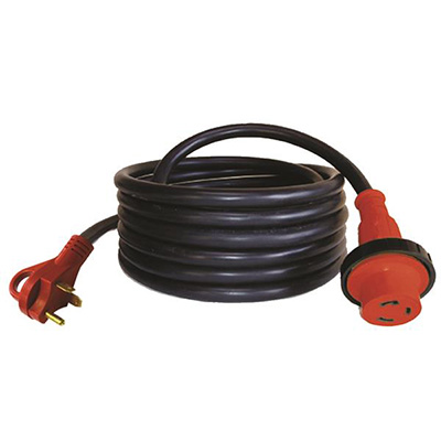RV Power Extension Cord - Valterra - Mighty Cord - Grip - Locking - 30A - 25 Feet - Black & Red