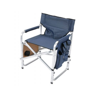 Camping Chair - Faulkner - Director Style - Cup Holder - Tray - Side Pouch - Blue