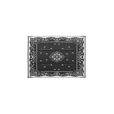 Camping Mat - Camco - Oriental Print - 9' x 12' - Charcoal & White