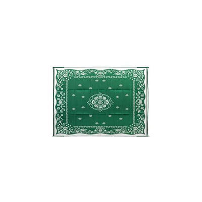 Camping Mat - Camco - Oriental Print - 9' x 12' - Green & White