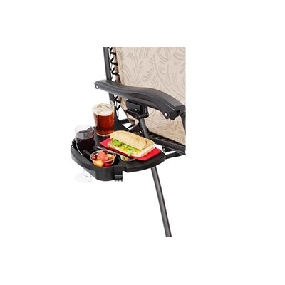 Camping Chair Side Tray - Camco 51834 Zero-Gravity Recliner Tray With 2 Cup Holders - Black