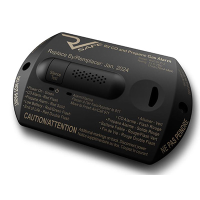RV Carbon Monoxide/Propane Gas Detector - RV Safe LLC Universal-Fit Dual Alarm - Black
