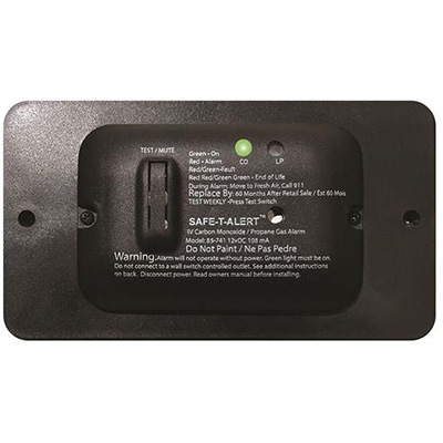 RV Carbon Monoxide/Propane Gas Detector - Safe-T-Alert Slim Line Universal Alarm - Black