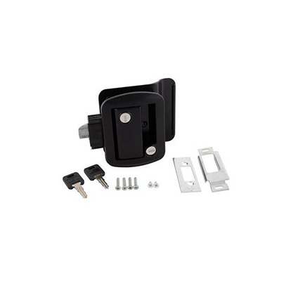 RV Door Latch - AP Products 013-570 Global Deadbolt Zinc Lock With Backing Plate - Black